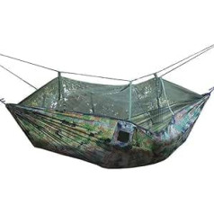 Āra šūpuļtīkls Āra kempinga šūpuļtīkls Āra dubultā izpletņa auduma šūpuļtīkls ar moskītu tīklu Camping Hammock Armijas šūpuļtīkli un zviļņi (attēla krāsa, 260 cm x 140 cm)