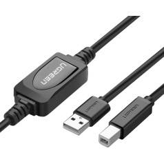 Skenera printera kabelis USB-B - USB-A 2.0 10 m melns