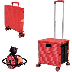 Foldable Shopping Trolley Box on Wheels with Lid, Wear-resistant, Silent 360° Rotation and Adjustable Aluminium Alloy Car Trunk Trolley, Load Capacity 45 kg, Portable, Durable