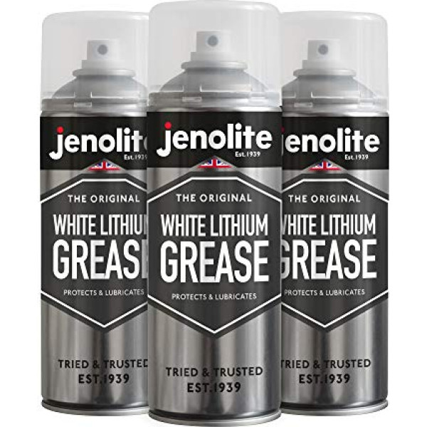 JENOLITE White Lithium Grease Aerosol | Izturīga smērviela | Samazina berzi un metāla detaļu nodilumu | 3 x 400 ml