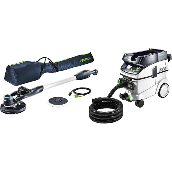 Festool Planex LHS-E 225/CTL36 slīpmašīnas komplekts (ar slīpēšanas disku, transportēšanas maisu, sūkšanas mobilo ierīci CTL 36 E AC-LHS, Velcro savienotāju)