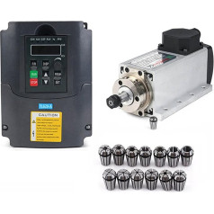 CNC 1,5 kW / 2,2 W 110/220 Luftgekühlte Spindelkit, quadratischer Luftkühlungsspindelmotor + VFD. Invertors + 13gab / komplekts ER11 / ER20.(2,2KW 220 ER20)