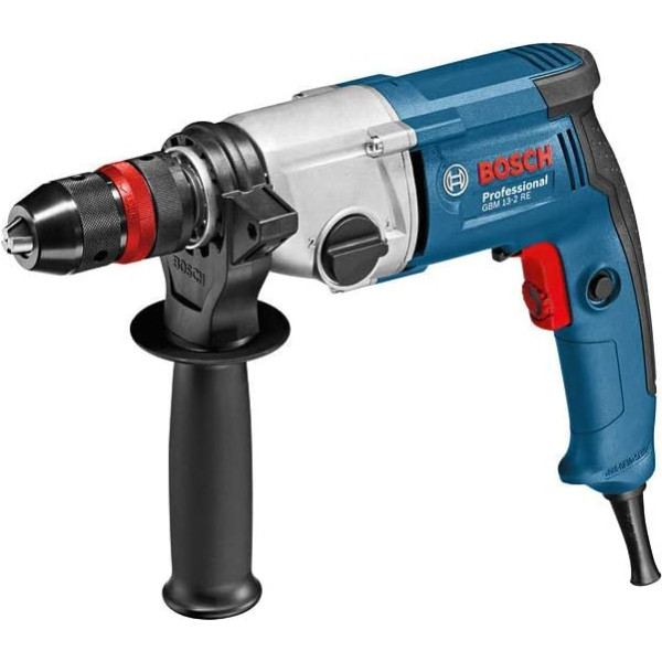 Bosch Professional Bohrmaschine GBM 13-2 RE (Leistung 750 Watt, 240 Volt, inkl. Präzisionsbohrfutter 13 mm, Zusatzhandgriff, Tiefenanschlag 210 mm, im Karton)