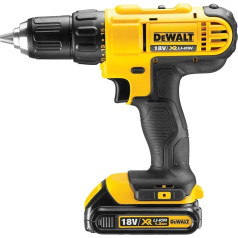 DeWalt XR DCD771C2 Akumulatora urbjmašīna/vēršanas ierīce ar 2 ātrumu pilnmetāla piedziņu un LED darba apgaismojumu, spēcīga un daudzpusīga lietošana,1 x Li-Ion 18 V akumulatora urbjmašīna ar 2 akumulatoriem