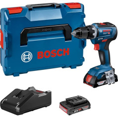 Bosch Professional 06019H5201 18 V sistēmas urbis GSR 18V-55 (2 x 2,0 Ah akumulators, maksimālais griezes moments: 55 Nm, L-BOXX), 18 V, zils