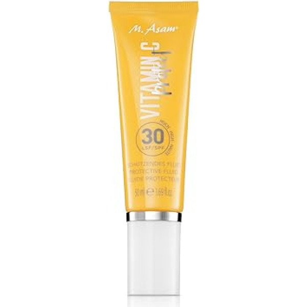 M. Asam Aizsargājošs aizsargājošs fluīds ar vitamīnu C (50 ml) - barojošs aizsargājošs fluīds pret saules stariem ar SPF 30, 3-in-1 aizsardzība pret UV, infrasarkano un zilo gaismu, pret gaismas izraisītu ādas novecošanos, sejas kopšanas l