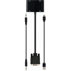 Signāla pārveidotājs vga uz hdmi + vga melns, 15 cm