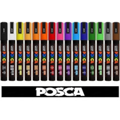 Posca Uni Uni-Ball Marker, Uni PC-5M Tempera 15-Colour Professional Set