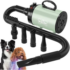 XKISS hundefön Dog Dryer 4.5 HP / 3200 W Blower with Adjustable Speed Dog Grooming Dryer Blower (Green)