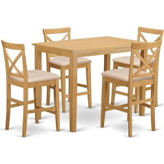 East West Furniture YAPB3-OAK-C Trīsdaļīgs bāra galds un 2 ēdamistabas krēsli YAPB5-OAK-C Zelts