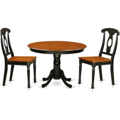 East West Furniture HLKE3-BCH-LC Trīsdaļīgs apaļais pusdienu galda komplekts HLKE3-BCH-W Black & Cherry