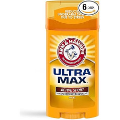 Arm & Hammer Ultramax dezodorants antiperspirants neredzams, dezodorants, sporta, 79 g (6 gab. iepakojumā)