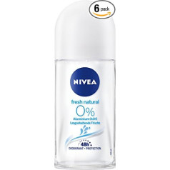 Nivea Fresh Natural Deo Roll On в упаковке 6 (6x 50 мл), дезодорант роликовый без алюминия с тонким свежим ароматом, дезодорант с 48-часовой защитой ухаживает 