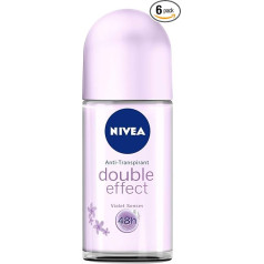 Nivea Double Effect Violet Antiperspirant Roll-On dezodorants 6 x 50 ml iepakojums