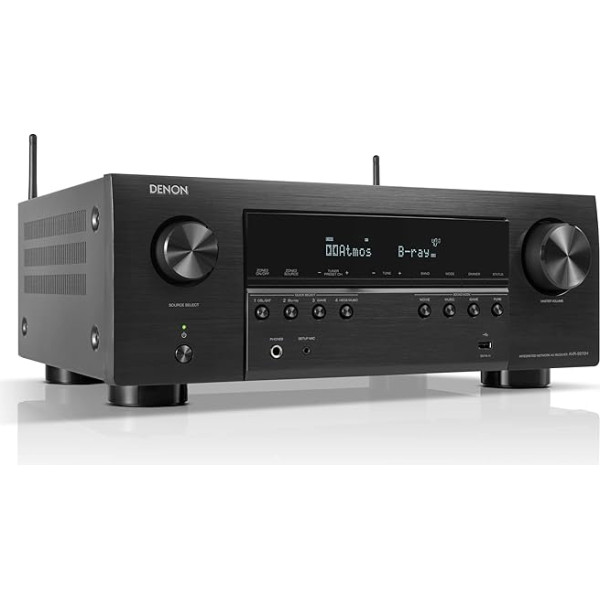 Denon AVR-S970H 7.2 kanālu AV uztvērējs, HiFi pastiprinātājs ar Dolby Atmos, DTS:X, 6 HDMI ievadi un 2 izejas, 8K HDMI, Bluetooth, WiFi, AirPlay 2, HEOS Mulitroom, saderīgs ar Alexa