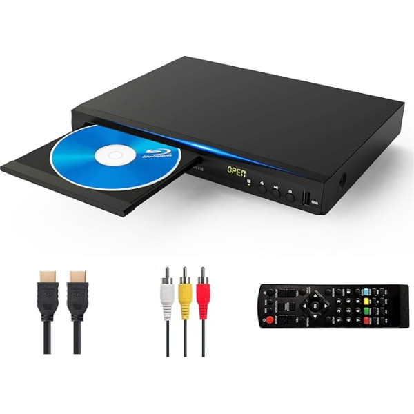 Blu-ray DVD atskaņotājs, multimediju disku atskaņotājs filmām un mūzikai, Dolby Audio, Full HD 1080P Blu-Ray disku atskaņotājs ar HDMI izeju/AV izeju/koaksiālo izeju/Blu-ray disku atskaņotājs B/2 reģionam