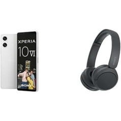 Sony Xperia 10 VI - 6,1 collu 21:9 OLED, 5000 mAh akumulators, trīs optiskie fokusa attālumi, 3,5 mm audio, Android 14, IP65/68, Dual SIM, balta, ar Bluetooth austiņām