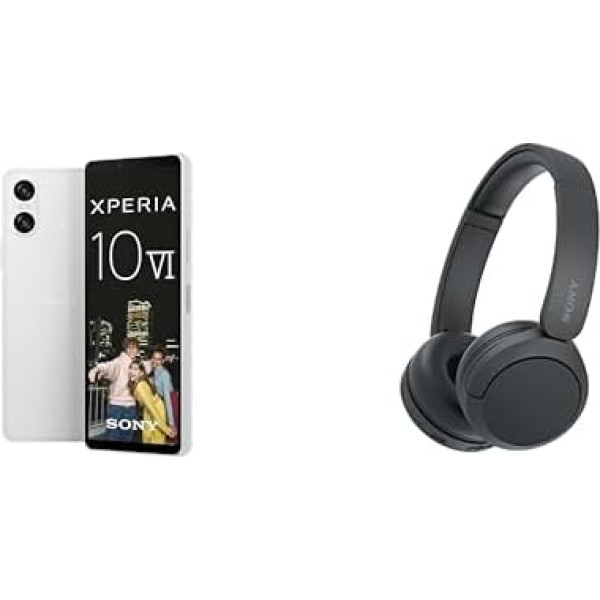 Sony Xperia 10 VI - 6,1 collu 21:9 OLED, 5000 mAh akumulators, trīs optiskie fokusa attālumi, 3,5 mm audio, Android 14, IP65/68, Dual SIM, balta, ar Bluetooth austiņām