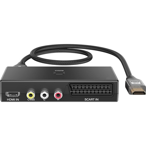 uhddadi Scart uz HDMI pārveidotājs, AV uz HDMI adapteris 3 in 1 izejā, atbalsta (RCA + SCART + HDMI ievadi) HDMI izeja Atbalsta 4K @ 30Hz 1080P