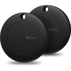 MiLi MiTag Key Finder for Apple Where Is App (tikai iOS), atslēgu meklētājs, Bluetooth viedā izsekošanas birka bagāžai/portfelim/ somām, IP67 ūdensizturīgs, nomaināma baterija, 2 gab. iepakojumā