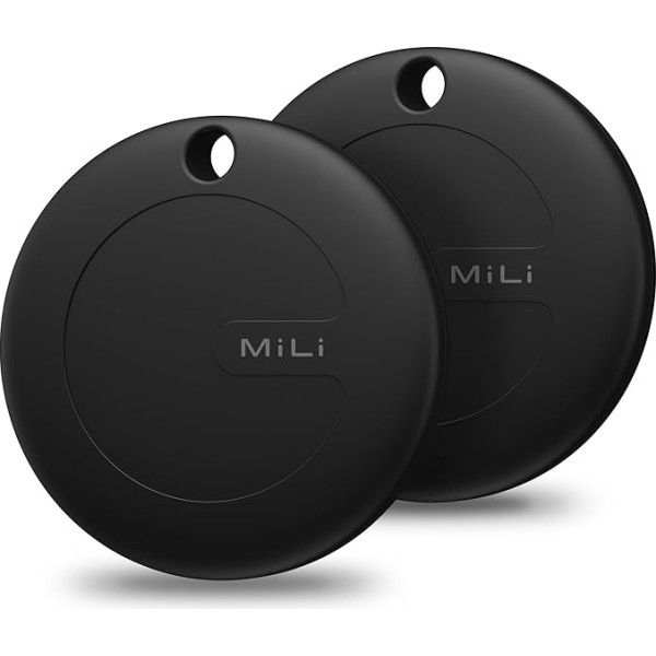 MiLi MiTag Key Finder for Apple Where Is App (tikai iOS), atslēgu meklētājs, Bluetooth viedā izsekošanas birka bagāžai/portfelim/ somām, IP67 ūdensizturīgs, nomaināma baterija, 2 gab. iepakojumā