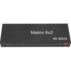 Annadue 4K 60Hz 6x2 HDMI sadalītājs, 6-in-2 Out multimediju interfeisa komutators, HDMI matricas komutators ar tālvadības pulti, atbalsta UltraHD 4K 60Hz, EDID, 3D, HDCP 2.2, 3,5 mm optiskā audio izeja (#1)