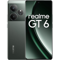 realme GT6 viedtālrunis 5G 12+256 GB, Snapdragon 8s Gen 3, 6000 Nits displejs, Sony LYT-808 OIS kamera, 120 W SUPERVOOC uzlāde, 5500 mAh ilgnoturīga baterija, Razor Green (bez adaptera)