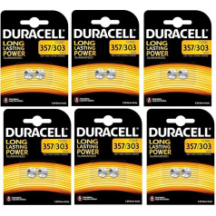 DURACELL Electronics 357/303/SR44 sudraba oksīda poga baterijas (6 gab.)