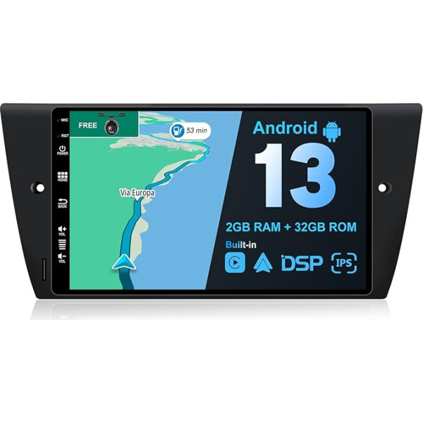 JOYX Android 13 Double DIN auto radio E90/E91/E92/E93 (2005-2012) GPS navigācija | Bezmaksas aizmugures kamera un Canbus | 9 collas | 2G+32G | Atbalsta DAB/WiFi/Bluetooth5.0/USB/MirrorLink/SWC/Google/4G