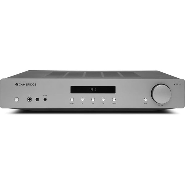 Cambridge Audio AXA35-35 Watt atsevišķs integrēts stereo pastiprinātājs HiFi sistēma ar iebūvētu Phono līmeņa priekšpastiprinātāju ar priekšējo Aux ieeju un austiņu ligzdu - mēness pelēks