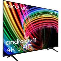 Cecotec 43 collu LED televizors Smart TV A2 sērija ALU20043Z 4K UHD, Android 11, bez rāmja, Base, MEMC, Dolby Vision, Dolby Atmos, HDR10, 2 skaļruņi 10 W, 2023