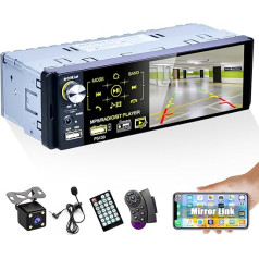 Camecho Bluetooth autoradio ar 4 collu kapacitatīvo skārienjūtīgo ekrānu un vienu DIN auto radio FM / AM / RDS radio uztvērējs ar diviem USB / AUX-In / SD kartes pieslēgvietām + atpakaļgaitas kamera + stūres vadības stūres kontrole