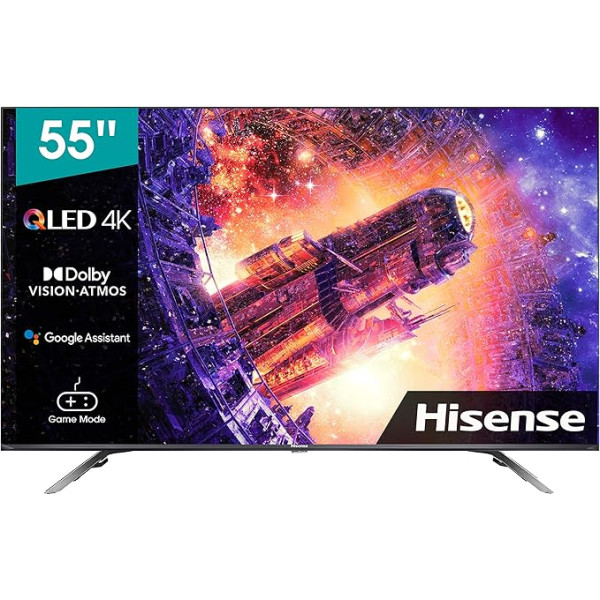 Hisense 55E76GQ QLED 139 cm (55 collu) televizors (4K QLED, Smart TV, trīskāršs uztvērējs, HDR 10,+ dekodēšana, Dolby Vision & Atmos, USB ierakstīšana, Bluetooth, iebūvēta Alexa, Google Assistant)