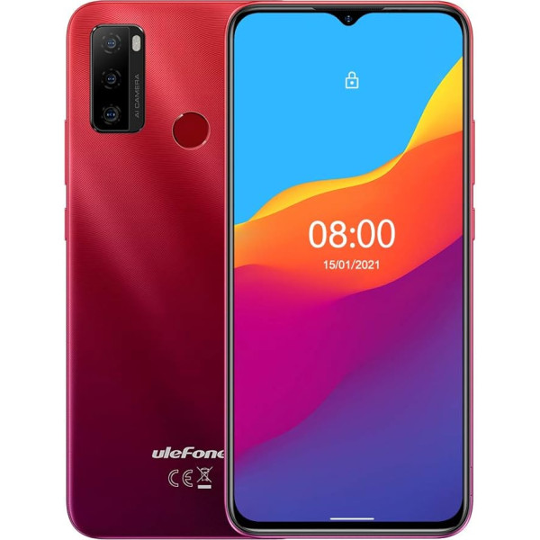 Ulefone Android 11 viedtālrunis bez līguma, Note 10 mobilais tālrunis, Dual SIM + SD, 5500 mAh akumulators (OTG uzlāde), 32 GB ROM, 6,52 collu ūdens pilienu ekrāns, pirkstu nospiedumu + sejas atpazīšana