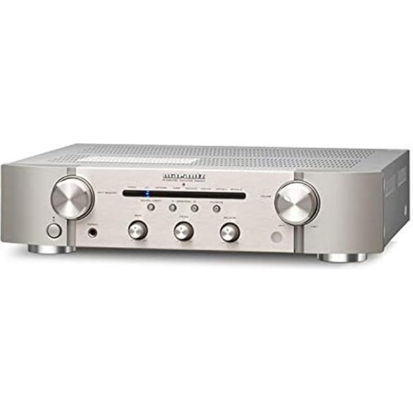 Marantz PM6007 HiFi pastiprinātājs, stereo pastiprinātājs, 2 x 60 W, optiskā ieeja, Phono ieeja, zemfrekvences skaļruņa izeja, sudraba-zelta krāsā