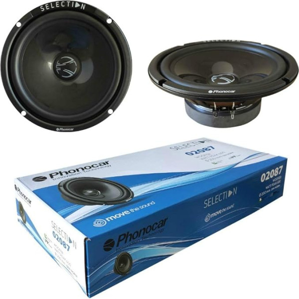 SELECTION 2 skaļruņi Saderīgs ar Phonocar 02087 zemfrekvences skaļruni 20,00 cm 200 mm 8 collu diametrs 260 W RMS 600 W Max 4 Ohm 90 dB SPL Automašīna par pāri