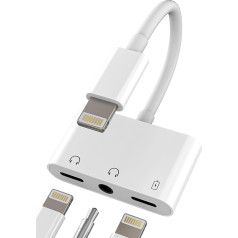 Adapteris Lightning Jack austiņu Aux kabelis (3 in 1) 3,5 mm audio uzlādes aksesuāri Apple iPhone 14 iPad lādētājs austiņu kabelim un adapterim Dual Headphone Splitter Car Dongle IP-L+3,5