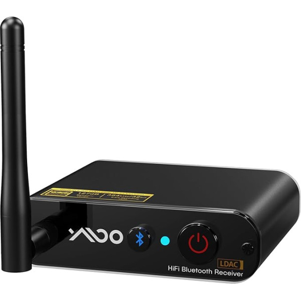 YMOO Bluetooth 5.3 audio uztvērējs pastiprinātājam Bluetooth audio adapteris Mūzikas uztvērējs ar LDAC, ESS DAC mikroshēmu, optisko RCA izeju, koaksiālo izeju mājas stereo sistēmai