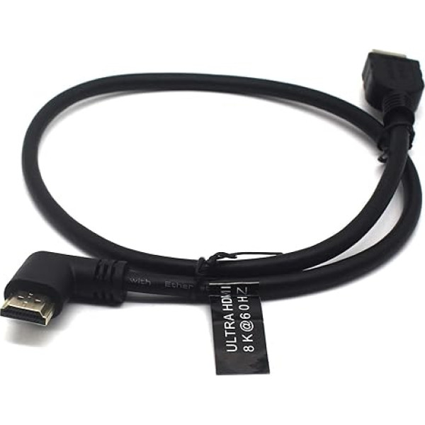 AWADUO 8K HDMI 2.1 kabelis no vīrišķā uz vīrišķo ar 90 grādu labo leņķi, īpaši ātrdarbīgs HDMI 8K@60Hz 4k@120Hz, HDMI 2.1 kabelis, saderīgs ar monitoru/projektoru/HDTV (0.6M)