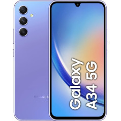 Samsung Galaxy A34 5G, Android viedtālrunis, 6,6 collu dinamiskais AMOLED displejs, 5000 mAh akumulators, 128 GB/6 GB RAM Mobilais tālrunis, brīnišķīgi violetā krāsā