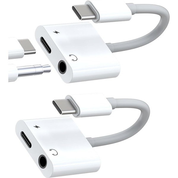 Adapteris USB C auf 3,5 mm Kopfhörer Audio (2 Pack) Ladekabel Kopfhörer Splitter Kabel für Apple iPhone iPad kompatibel für Samsung Mikrofon Zubehör Splitter Headphone Konverter Aux Dongle tpc-3.5