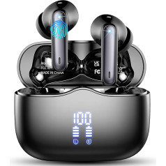 Bluetooth austiņas, bezvadu Bluetooth 5.3 In-Ear austiņas ar 4 ENC trokšņu slāpēšanas mikrofonu, bezvadu austiņas, aizraujošs HiFi Stereo, IP7 ūdensnecaurlaidīgas austiņas, 40 stundu austiņas, LED displejs