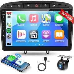 2G + 64G bezvadu Carplay Android 13 Auto radio 2 DIN Peugeot 308/408 2007-2013 9 collu auto radio ar Android auto navigāciju GPS WiFi Mirror Link Bluetooth FM/RDS radio EQ/DAB/OBD/DVR/SWC aizmugures skats