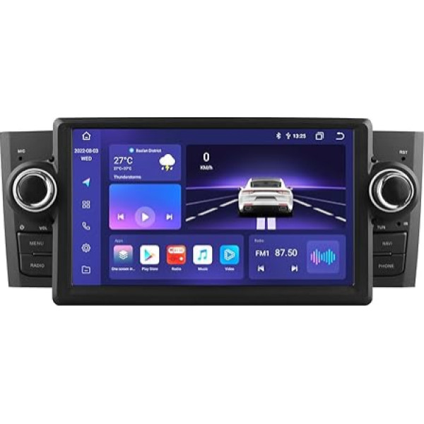 Android 12 7 collu autoradio FIAT Grande Punto Linea 2007-2012, ar 4GB un 32GB atmiņu, atbalsta bezvadu Carplay/Android Car, vadība no stūres, WiFi/4G, priekšējās / aizmugurējās kameras ievadi, AM/FM