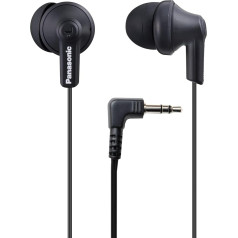 Panasonic ErgoFit vadu austiņas, In-Ear austiņas ar dinamisku, kristāldzidru skaņu un ergonomisku, pielāgotu austiņu formu (S/M/L), 3,5 mm ligzda mobilajiem tālruņiem un klēpjdatoriem bez