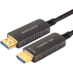 SOEYBAE 8K optiskais HDMI kabelis 15 m, HDMI 2.1 optiskais kabelis 48Gbps 8K @ 60Hz 4K @ 120Hz 3D atbalsts HDCP2.2 HDTV, projektoram, spēļu blokam, mājas kinoteātrim, TV pierīcei