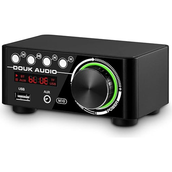 Douk Audio D klases audio pastiprinātājs - 120 W mini Bluetooth 5.0 Hi-Fi stereo pastiprinātājs ar TF USB RCA ieejām mājas skaļruņiem