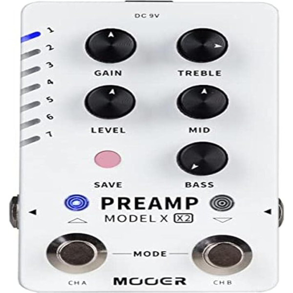 Mooer Preamp Model X2 divkanālu digitālais priekšpastiprinātāja pedālis