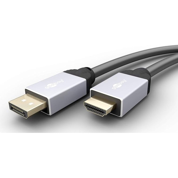 Goobay 71612 DisplayPort/HDMI savienojuma kabelis ar DisplayPort Male uz HDMI Male, 1,5 m garš, melns