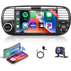 2G + 64G Android auto radio 2 DIN Fiat 500 2007-2015 ar bezvadu Carplay Android auto navigācija GPS WiFi 7 collu auto radio ar Mirror Link Bluetooth FM/RDS DAB/OBD/DVR/HIFI stūres vadības pults